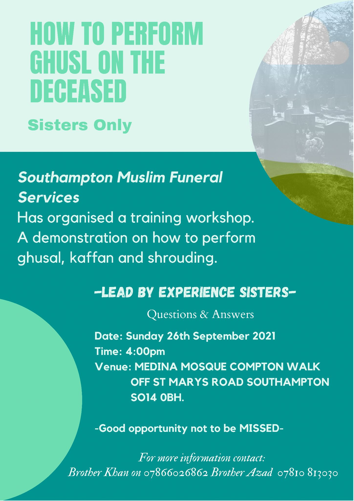 Learning ghusl islamic Burials rights 